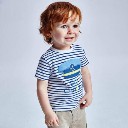 Bebé menino-Camiseta manga curta-Camiseta riscas